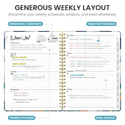 Planner 2026–2027, Academic Monthly Weekly Spiral Calendar, July 2026 – June 2027, Hardcover Agenda Notebook with Tabs, 6.3" x 8.5", Perfect for Students, Teachers, School & Daily Planning - Balloon Valley - color: T-Balloon Valley, size: (6.3"x8.5")a5