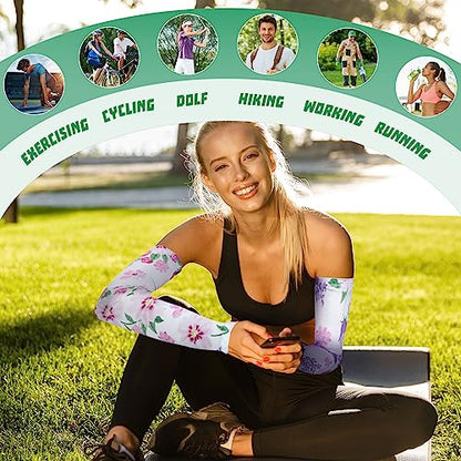 Crowye 12 Pairs UV Protection Arm Sleeve Farm Outdoor Gardening Sun Protection Sleeves for Men Women Work Compression Tattoo Arm Cover Up for Outdoor Cycling Fishing