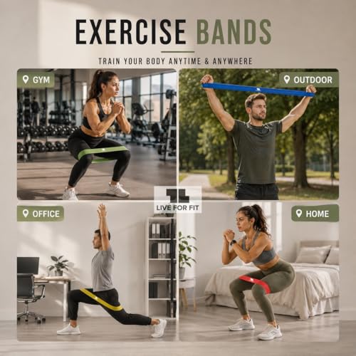 Exercise Resistance Loop Bands with Instruction Guide and Carry Bag, Set of 5 - color: Assorted