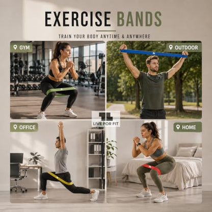 Exercise Resistance Loop Bands with Instruction Guide and Carry Bag, Set of 5 - color: Assorted