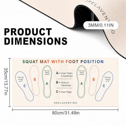 Squat Mat with Foot Position,Non-Slip Workout Mat for Squat & Leg Exercises - color: Beige