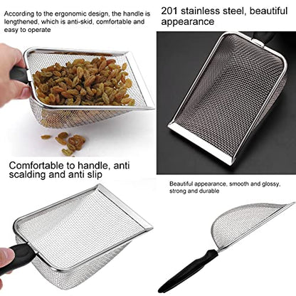 2pcs Cat Litter Scoop, Portable Reptile Sand Scooper, Stainless Steel Fine Mesh Scoop Shove-l for Litte-r Box, Sand Bedding, Easy to Clean and Durable(Color:Silver)