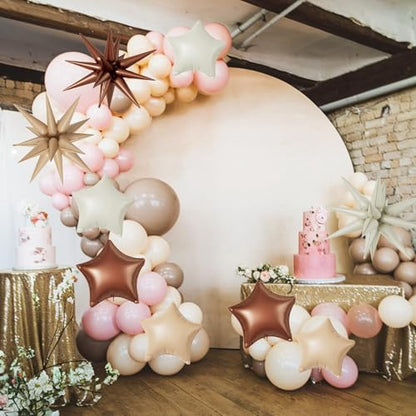 Cream Caramel Brown Star Balloons,16Pcs 22/18/10 Inch Foil Neutral Decor - color: Cream Caramel Brown