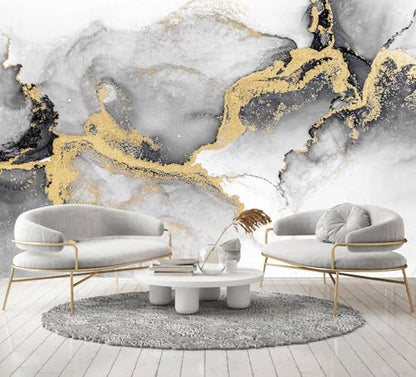 Black Gold Marble Wallpaper Peel and Stick for Living Room Office 82"x57" - color: ZZ-006, size: 82" x 57"