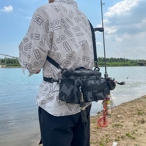 Fishing Tackle Storage Bags for Saltwater or Freshwater Fishing Gear - Padded Shoulder Strap - Tackle Box Bag Fishing Bag (Grey Blue) - color: Grey Blue