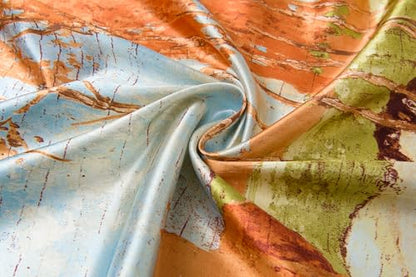 Silk-Feel 35x35 Satin Hair Scarf | Multi-Way Head Wrap for Sleep, Style & Hijab | Gift-Ready Fashion Scarf for Women - color: Yellow-birch Tree