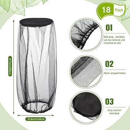 18 Pcs Mosquito Head Net Black Mosquito Mesh Net Face Neck Fly Netting Hood Protecting Net Cover Wearable Mosquito Face Net for Bugs Insect Mosquito Net Hat for Outdoor Hiking Camping Walking