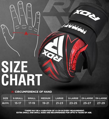 RDX IMMAF Approved Sparring Grappling Gloves, Professional Grade Hybrid Design for Competition Level and Training, Ventilated Open Palm, Adjustable Wrist Straps, Martial Arts Muay Thai, Men Women - color: Red, size: X-Large