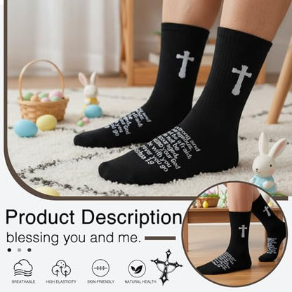 3 Pairs Christian socks Prayer socks Birthday Gifts for Dad,Men Husband Grandp Fathers Day Christmas - color: Joshua 1:9 - Black