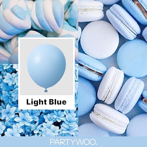 PartyWoo 라이트 블루 풍선 152피스 다양한 사이즈 45.7cm(18인치), 30.5cm(12인치), 25.4cm(10인치), 12.7cm(5인치) 베이비 파스텔 스카이 아쿠아 블루 풍선 아치 키트 화환 생일 성별 공개 베이비 샤워 졸업 파티 장식 블루-Y4 - color: 블루-y4