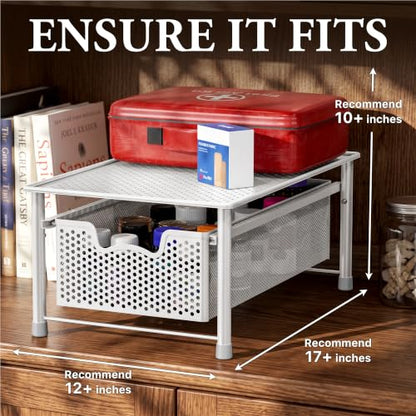 Simple Houseware Stackable Cabinet Basket Drawer Organizer, White - color: White, size: 1-Tier