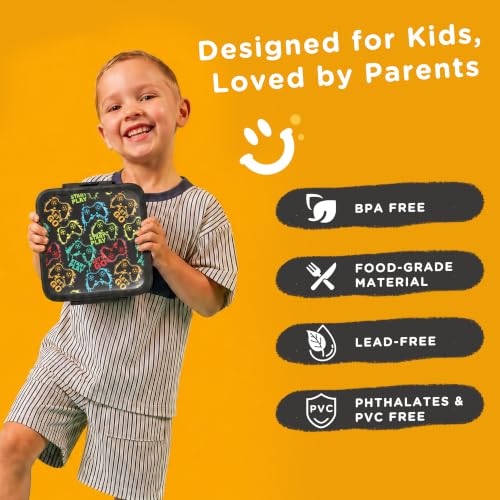 JXXM Bento Lunch Box for Kids With 8oz Soup thermo,Leak-proof Lunch Containers with 5 Compartment,thermo Food Jar and Lunch Bag, Food Containers for School (A-Black(Game Consoley)) - color: Black Game Consoley