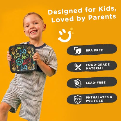 JXXM Bento Lunch Box for Kids With 8oz Soup thermo,Leak-proof Lunch Containers with 5 Compartment,thermo Food Jar and Lunch Bag, Food Containers for School (A-Black(Game Consoley)) - color: Black Game Consoley