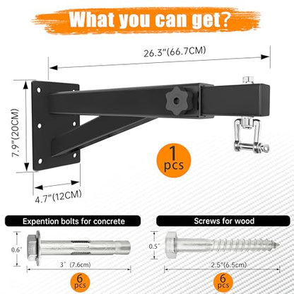 Heavy Bag & Punching Bag Hanger, Wall, Ceiling, Beam Mount Options | 900 LBS Capacity, 360° Swivel, Rust-Proof, Thick Steel Boxing Mount for MMA, Muay Thai & Home Gym (Multiple Mounting Options) - color: Wall Mount - Extendable Arm