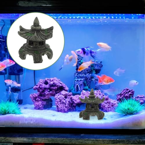 Toddmomy Pagoda Lantern Aquarium Landscaping Ornament Cave Decor Aquarium Breeding Cave Shrimp Shelter Fish Hideout Hideaway Fish Tank Bonsai Landscape Decor