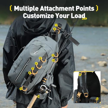Small Fishing Bag with Rod Strap, Portable & Lightweight, Fish Small Tackle bag – Fits Tackle Boxes & Gear,Move Freely, Cast Smoothly - Fishing Gifts for Men - color: Graphite