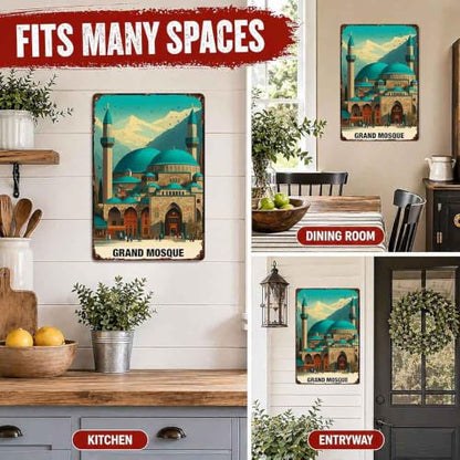 Grand Mosque Vintage Landscape Travel Aluminum Metal Sign 8 x 12 Inch