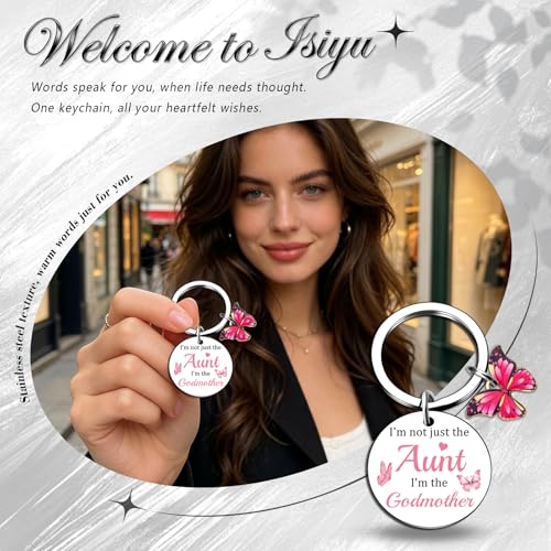 isiyu Godmother Gifts God Mother Proposal Gift Cross Keychain Christian Bible Verse for Women God Mom Religious Inspirational Faith Keychain Gift