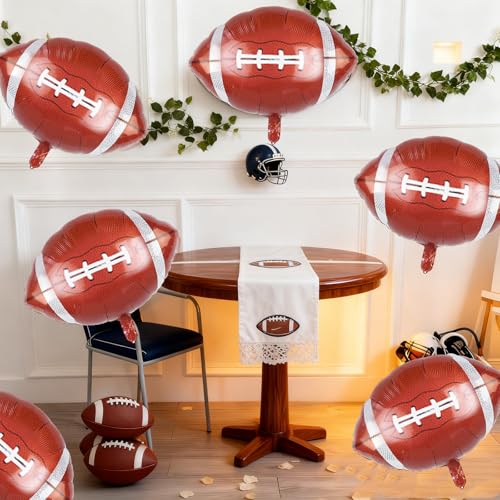 Football Balloons, 6 Pcs Large Foil for Boys Men Sports Birthday Party - style: Football