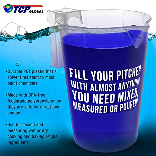 TCP Global 5 Liter (5000ml) Gallon Plastic Graduated Measuring and Mixing Pitcher (Pack of 3) - Holds 5 Quarts 1.25 Gallons- Pouring Cup, Measure & Mix Paint, Resin, Epoxy, Kitchen Cooking Baking - size: 5000ml