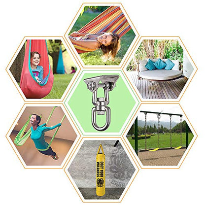 Heavy Duty 360° Swivel Swing Hanger, Stainless Steel Hammock Hook for Ceiling Wooden Porch Swing Hanging kit Playground Gym Rope Boxing Bag Hammock Chair Yoga Mount 1000 lb Capacity - style: 1 Pack-360° Swivel Hook