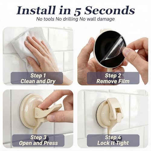 Heavy Duty Vacuum Suction Cup Hooks, Oyster White Plated Polished Super Suction for Kitchen Bathroom, 2 Pack - color: Oyster White