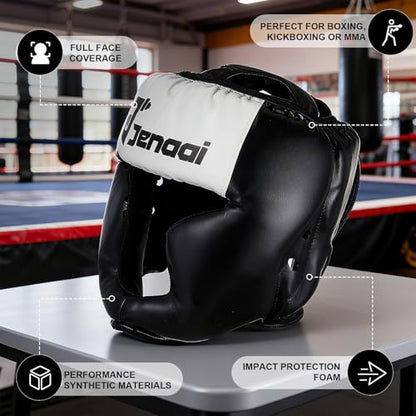 Jenaai 3 Pack Boxing Headgear Adjustable Padded Safety Head Guard MMA Training Sparring Kickboxing Muay Thai Martial Art Karate Taekwondo Helmet Gift for Valentines Adult Men Women - color: Black, Red ,Blue, White