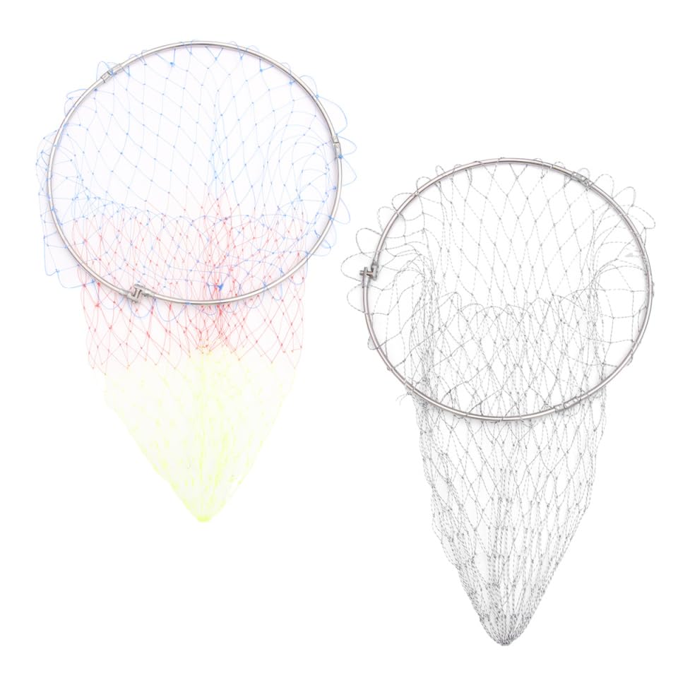 Abaodam Fish Net Bag Accessories Mesh Collapsible Fishing Net Replacement Fishing Net Pole Foldable Fishing Trap - color: Silver