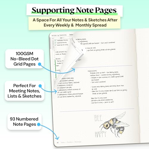 Roterunner Purpose Planner Notebook B5 7.5”x9.8” Undated 2026 Daily Weekly and Monthly Productivity Goal Setting Tool for Work Home ADHD for Adults Self Care Journal - color: Black Hardcover