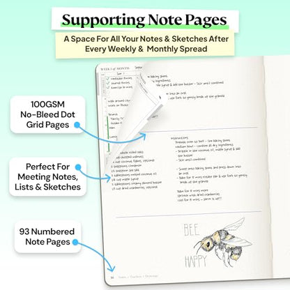 Roterunner Purpose Planner Notebook B5 7.5”x9.8” Undated 2026 Daily Weekly and Monthly Productivity Goal Setting Tool for Work Home ADHD for Adults Self Care Journal - color: Black Hardcover