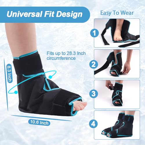 NEWGO Ice Pack Foot Ankle Ice Pack Wrap for Plantar Fasciitis, Foot Surgery Recovery, Hot Cold Therapy Ice Boot for Bunions, Ankle Injury, Swelling, Burning Feet - 2 Pack Black - color: Black-2 Pack