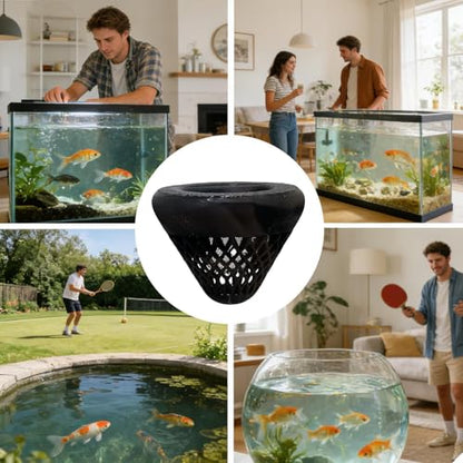 Aquarium Plant Holder - Floating Plant Cup | Cone-Shaped Fish Tank Floating Plants Holder for Aquatic Plants, Freshwater Aquarium and Terrarium Setup, Home, Office, Living Room, Bedroom, Apartment - color: Black