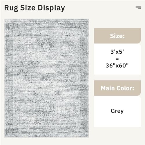 Soalmost 3x5 Rugs Non-Slip, Small Washable Kitchen Entryway Area Rug Grey - color: Grey, size: 3' x 5' (Rectangular)