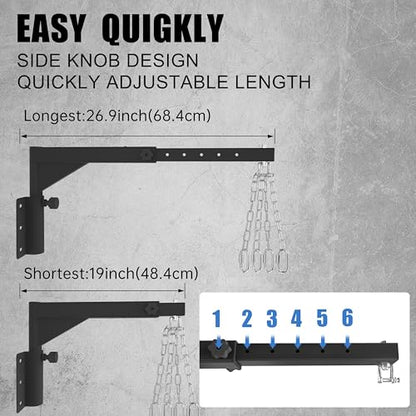 VivaZen Adjustable Heavy Duty Bag Hanger,Wall Mount Punching Bag Hanger,Thickened Steel Plate and Stainless Steel kit for Home Gym Indoor Outdoor (Supports up to 900Ib) - style: Heavy Bag Wall Mount with long chain