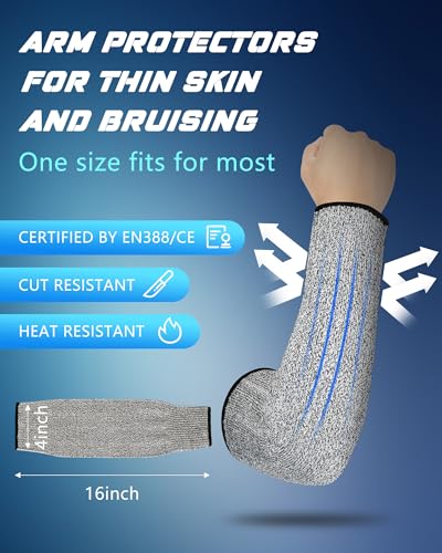 Geyoga Arm Sleeves Guards Cut Resistant HPPE,Medium,Hppe,Black, Gray - color: Gray, Blue, size: Large, style: Hppe