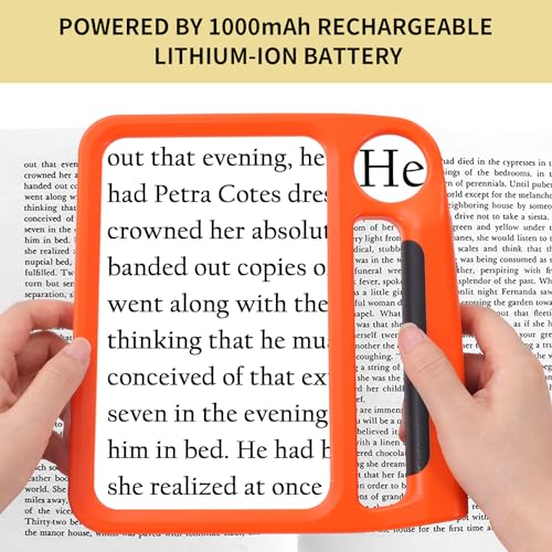 5X 10X Full-Page Magnifying Glass with Light, Rechargeable Handheld Magnifier with 3 Light Modes, 48 Lights, Clean Cloth Ideal Gift for Seniors Reading Books Inspection - style: 5X 10X