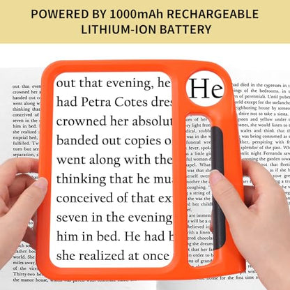 5X 10X Full-Page Magnifying Glass with Light, Rechargeable Handheld Magnifier with 3 Light Modes, 48 Lights, Clean Cloth Ideal Gift for Seniors Reading Books Inspection - style: 5X 10X