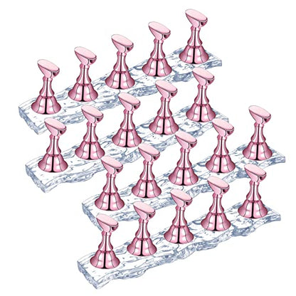 4 Set Nail Holder Stand - Display Fake Wave Shape Acrylic Nails, Magnetic Holder & Practice Station - color: 4Wave Pink