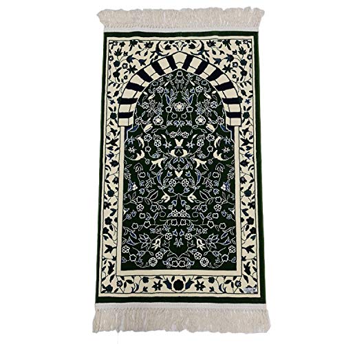 Thick Floral Rawda Beautiful Prayer/Wall Mat Janamaz Musallah Rug-1100-1300g