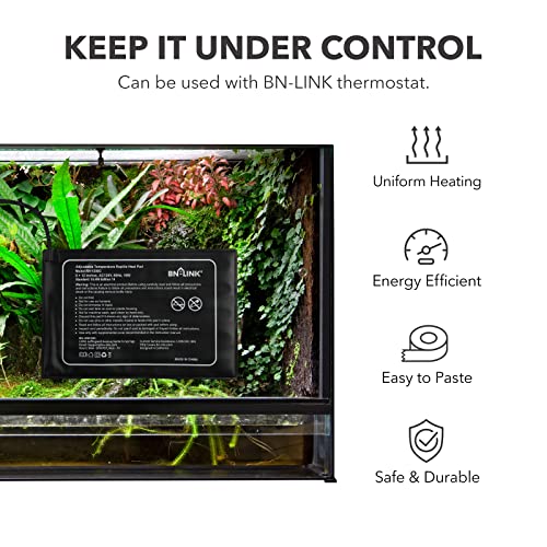 BN-LINK Reptile Heating Pad 8" X 12" with Adjust Knob, Adjustable Temperature Electric Indoor Under Tank Terrarium Heating Mat Waterproof for Turtles, Lizards, Frogs, and Other Reptiles - size: 8" X 12" with Adjust Knob