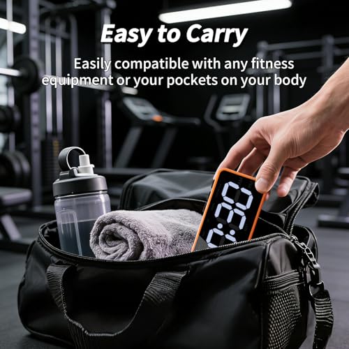 Portable Gym Timer with Strong Magnet for Home Gym, Interval Timer with Battery Supply, Workout Clock with Stopwatch, Count up/Down,Custom Interval for Fitness/Home/Boxing