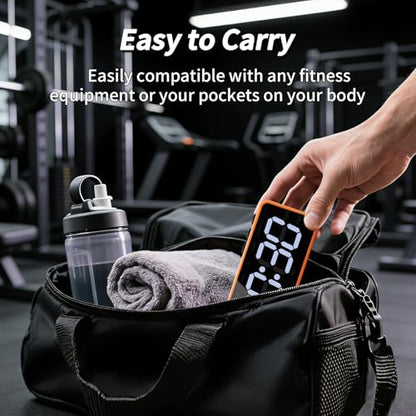 Portable Gym Timer with Strong Magnet for Home Gym, Interval Timer with Battery Supply, Workout Clock with Stopwatch, Count up/Down,Custom Interval for Fitness/Home/Boxing