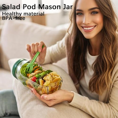 Original Salad Box,Salad Box Jar Side Opening,Portable Salad Container Snack Box with Lid, Suitable for Home, Outdoor, Travel and Party (1 piece)