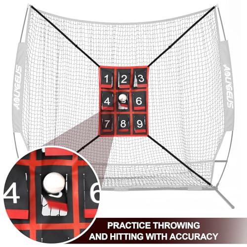 Adjustable Strike Zone Target,Numbered Pitching Pad for Baseball | Baseball Softball Target with Adjustable Straps, Practice Throwing and Hitting Accuracy Target for 6x6 7x7 8x8 Ft Nets - style: Red