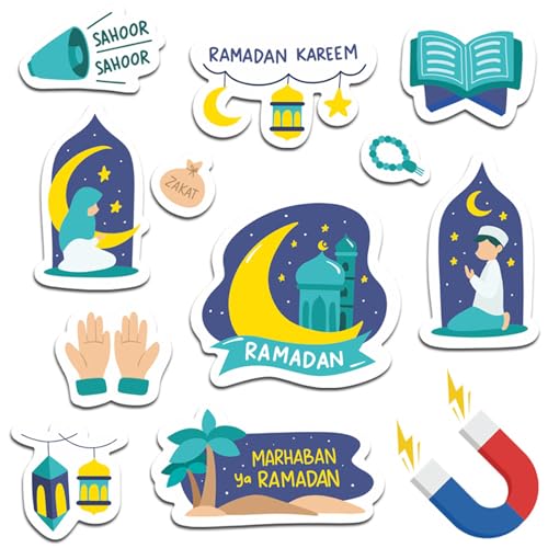 Ramadan Decorations 2026, Soft Fridge Magnets for Refrigerator - Cute Ramadan Cartoon Magnetic Stickers, Eid Mubarak Decor for Home, Office, Whiteboard (Crescent Moon, Lantern, Mosque (B) - color: B