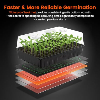 SOLIGT 3 Set 60-Cell Seed Starter Kit with Domes, Cell Trays and Heat Mats | Cloning, Propagation and Germination Station - size: 3 SET