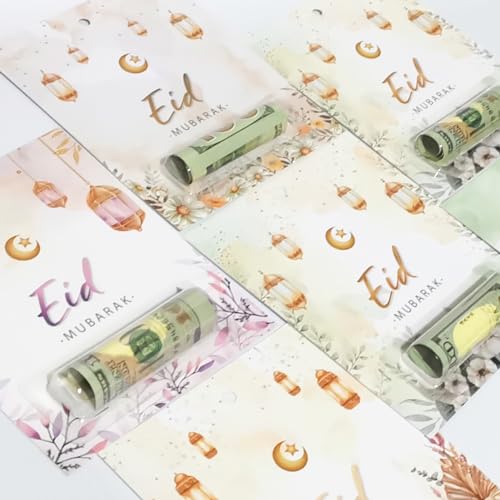 24 Pcs Eid Mubarak Money Holder Cards for Cash Gift, Eid Greeting Cards Money Holder Decoration Ornaments with Cover for Muslim Party Supplies