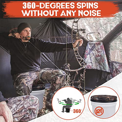 WarBull 5 Gallon Bucket Seat, 360-Degree Swivel Seat Foam Cushion Bucket Seat Lid with Waterproof Cover for Dove Duck Hunting, Fishing, Baseball, Gardening and Camping - color: Bionic Tree Camo