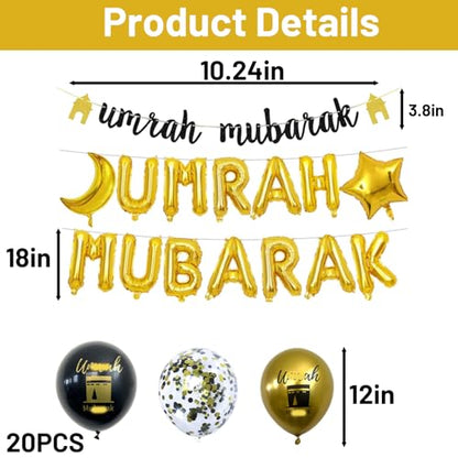 20Pcs Umrah Mubarak Decorations, Eid Mubarak Decorations Suitable for Religious Events and Home Decor