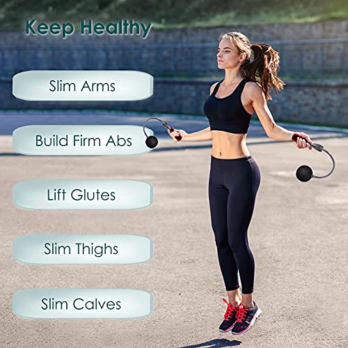 Weighted Cordless Jump Rope, Adjustable Ropes Tangle-Free High Speed Skipping Rope For Fitness Workout Indoor Outdoor, Ropeless Bod Rope Great For Weight Loss Improving Fitness In Small Spaces